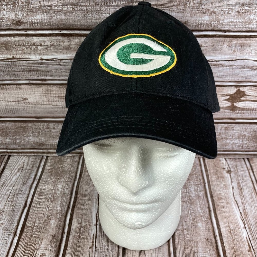 NFL GREEN BAY PACKERS Football Youth OSFA Black Cap Hat Embroidered Cotton EUC